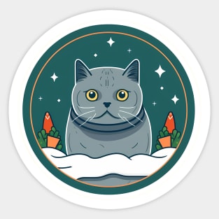British Shorthair Cat Xmas Ornament, Love Cats Sticker